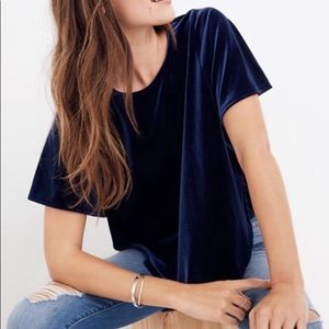 MADEWELL Blue Butterfly Velvet Top